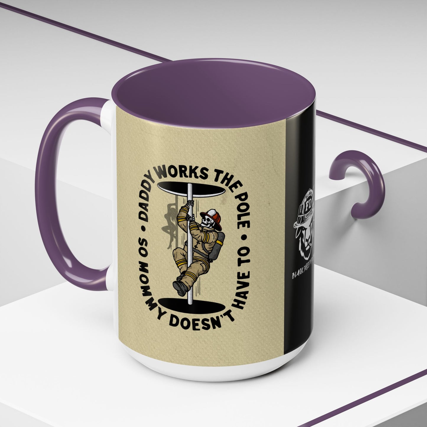 "Daddy Works the Pole" Firefighter Coffee Mug 15oz