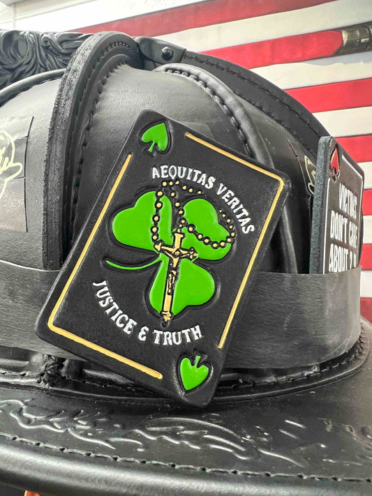 Aequitas Veritas Helmet Card - Black Leather Version