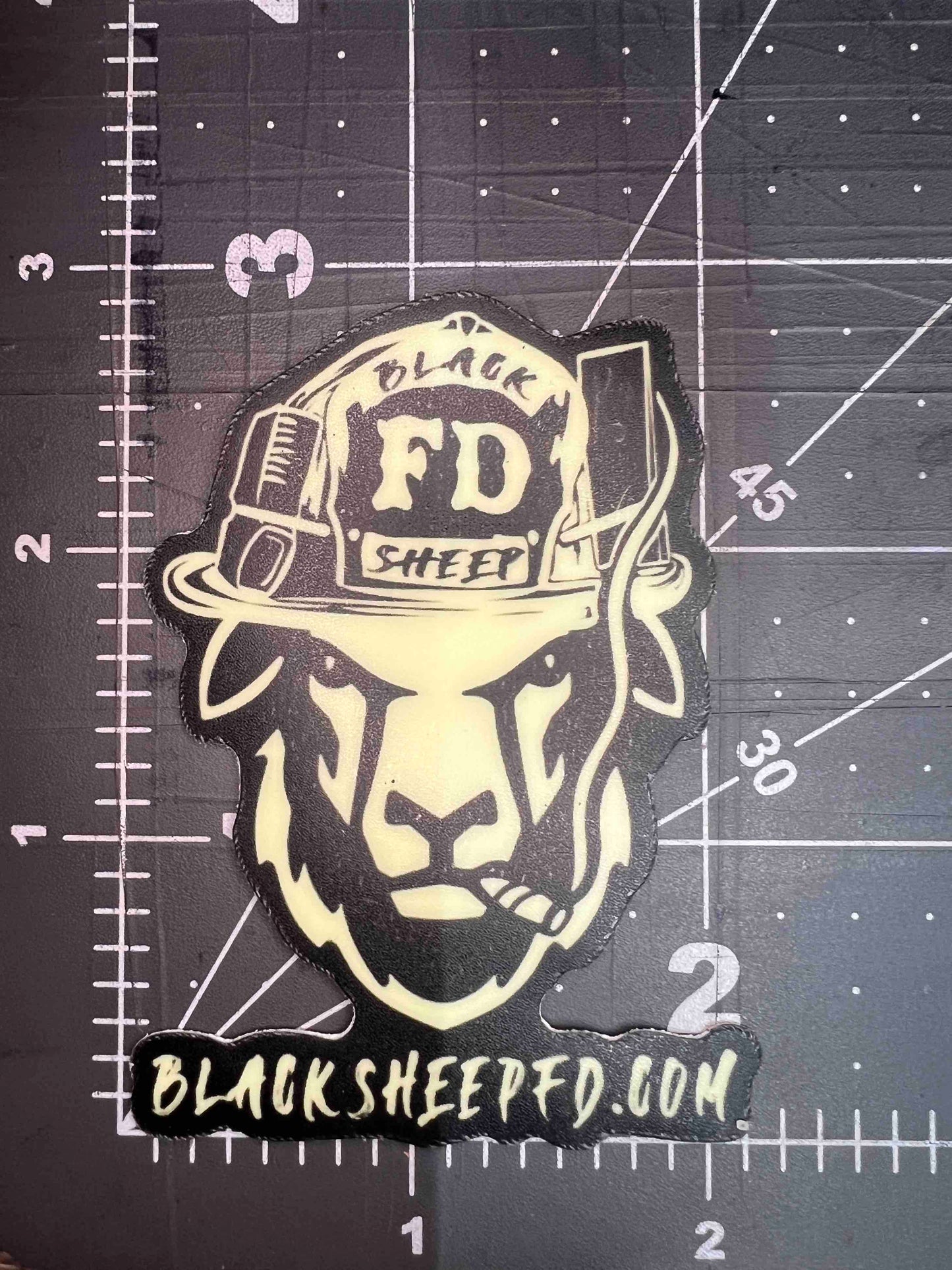 Glow-n-the Dark Black Sheep FD "Grit" Logo Sticker