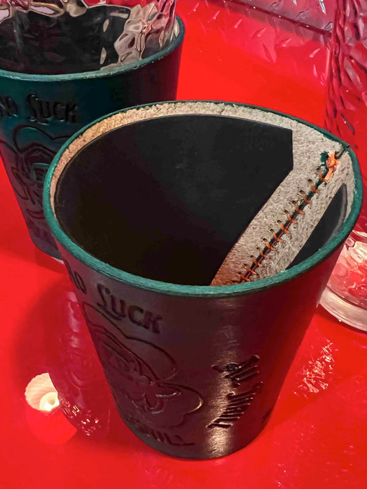 "No Luck All Skill" Shamrock Pint Glass Koozie