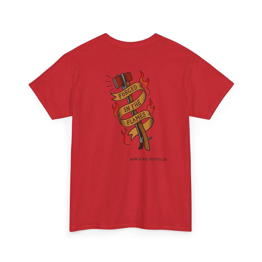 Graphic Tee — 'Forged in the Flame' Firefighter Tattoo Design