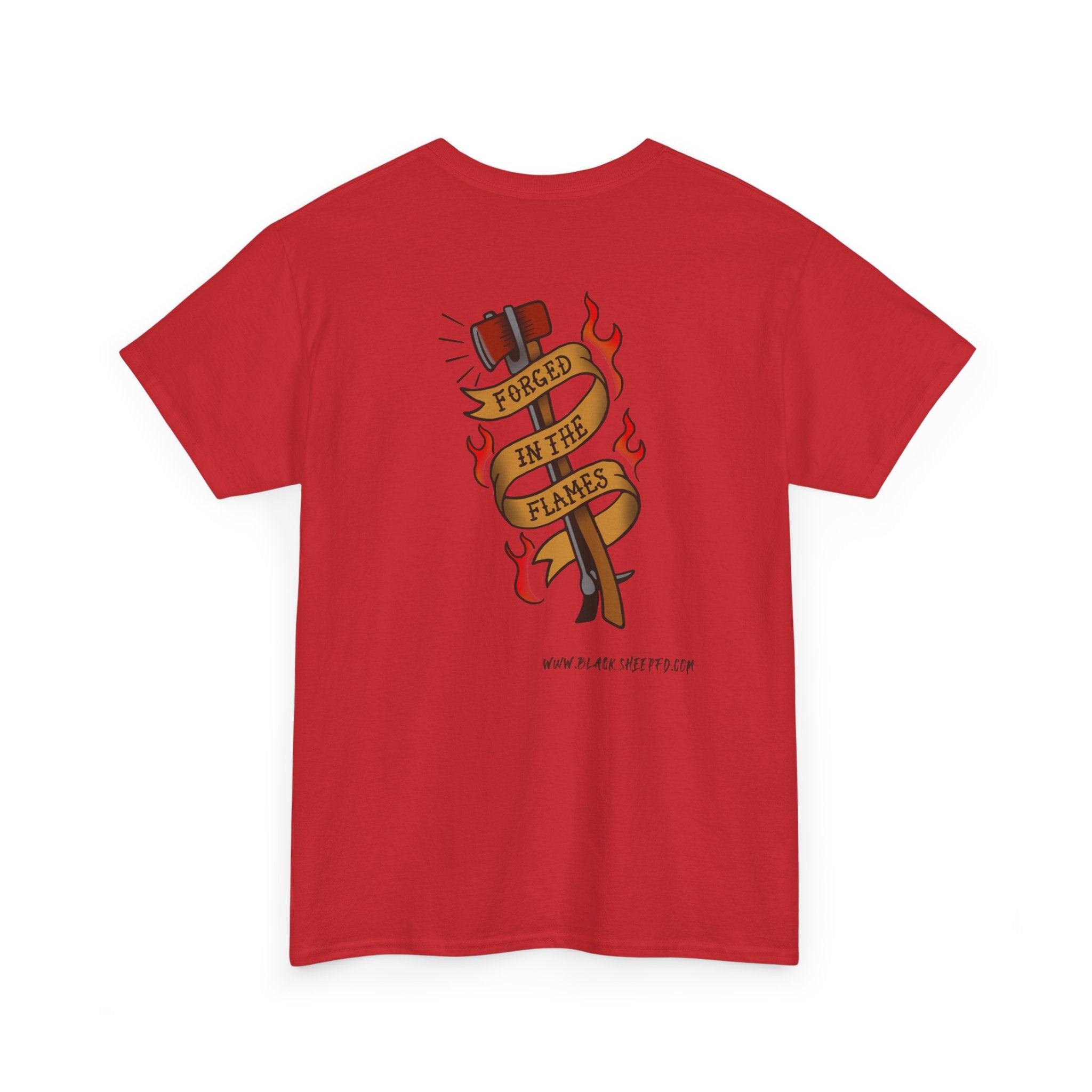 Graphic Tee — 'Forged in the Flame' Firefighter Tattoo Design