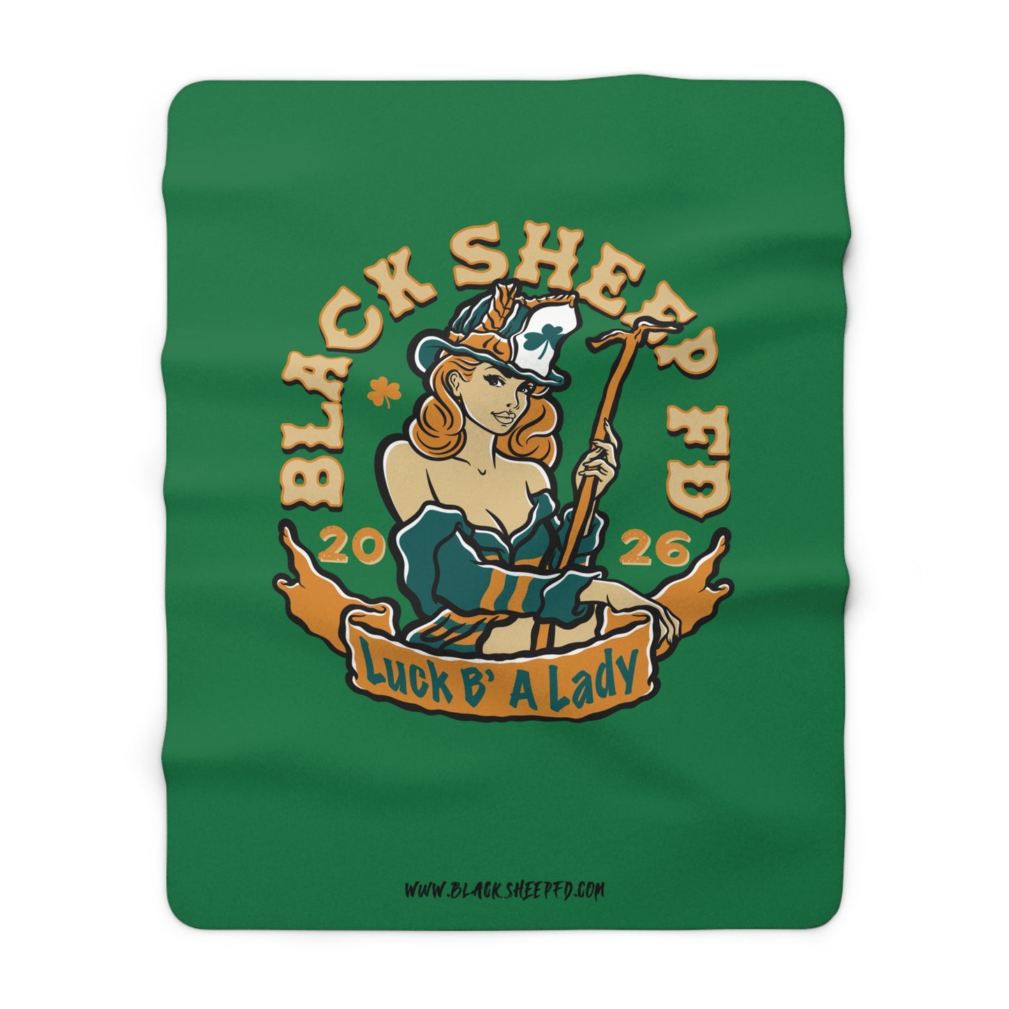 Shamrock Lady Sherpa Blanket — 'Black Sheep F.D.' Non-Striped 2026