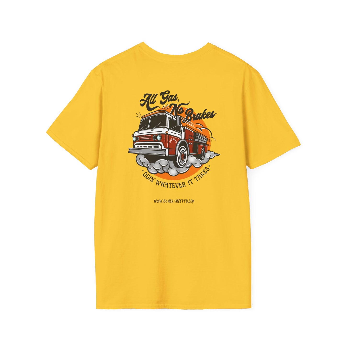 "All Gas, No Brakes" Firefighter Soft-style Vintage Rig Tee