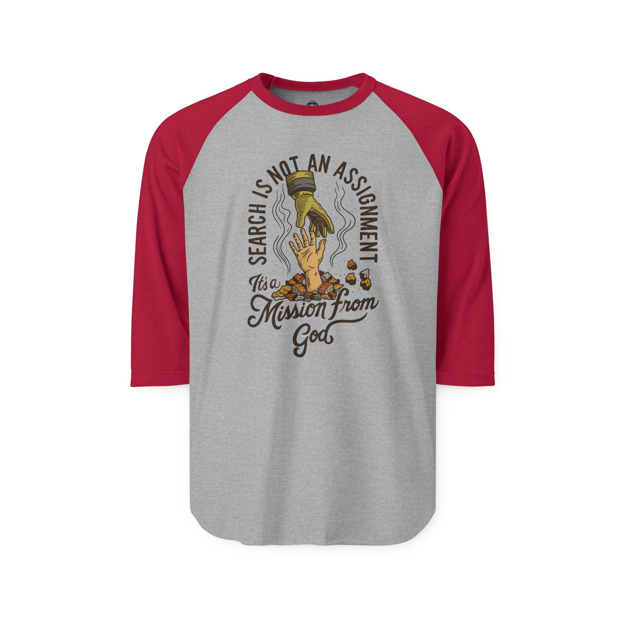 Raglan Baseball Style Shirt — "Search Is Not An Assignment" Graphic
