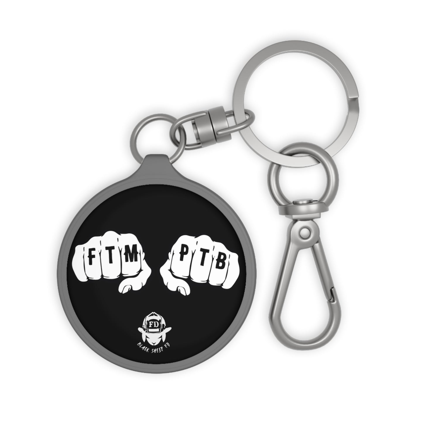 FTM / PTB Knuckle Tattoo Keyring Tag - Tough Firefighter Keychain