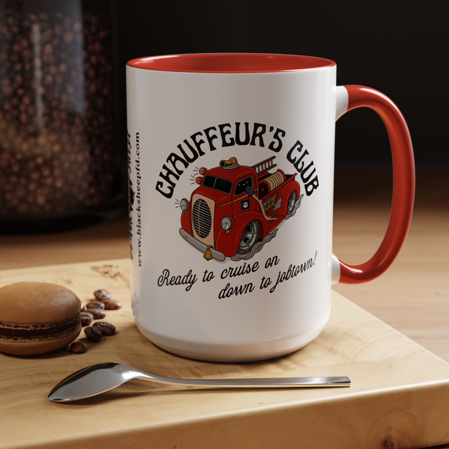Chauffeur’s Club Coffee Mug — Retro Firetruck Accent Mug 15oz