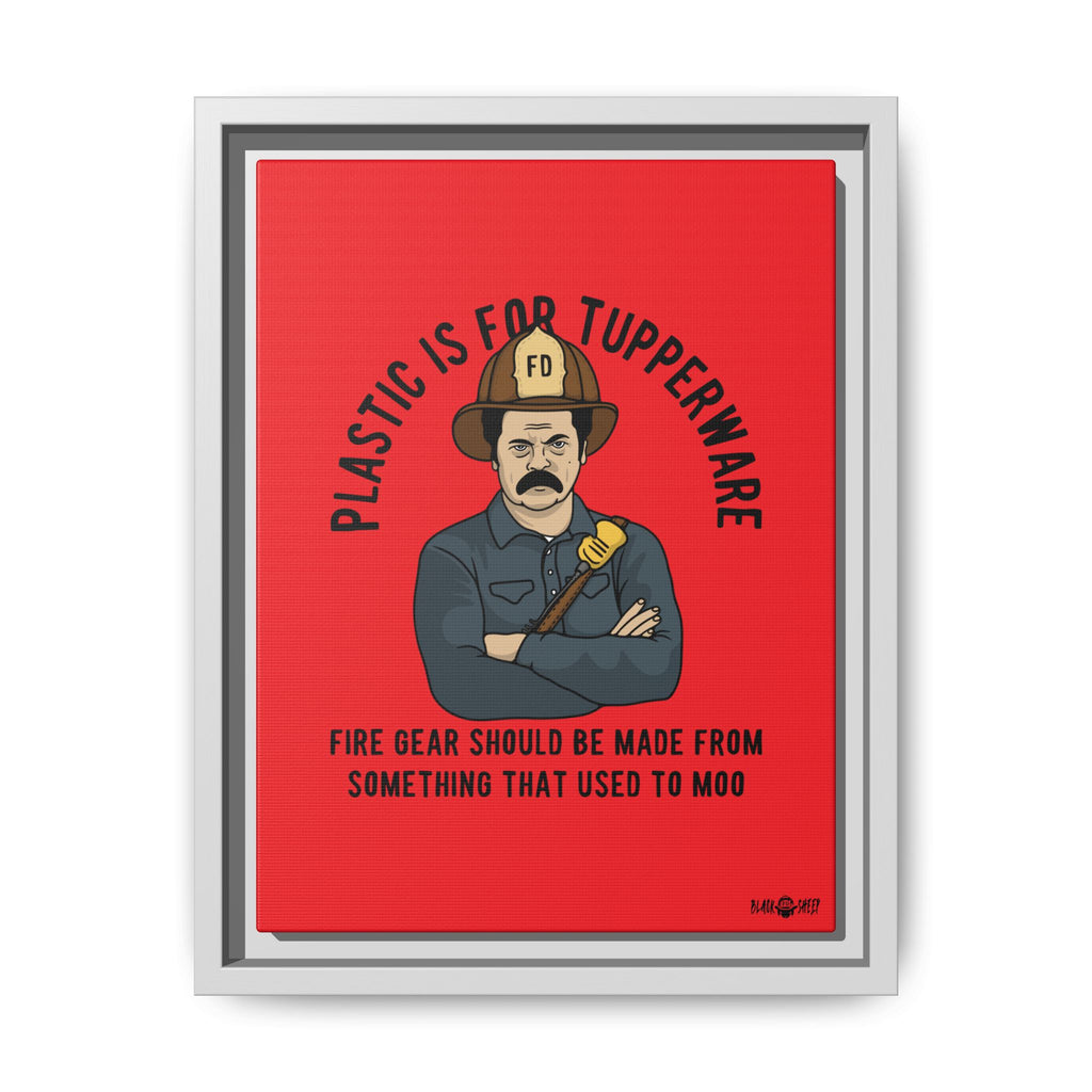 "Fire Gear Should Be Made From Something That Used To Moo" Framed Canvas Art by M.Premo