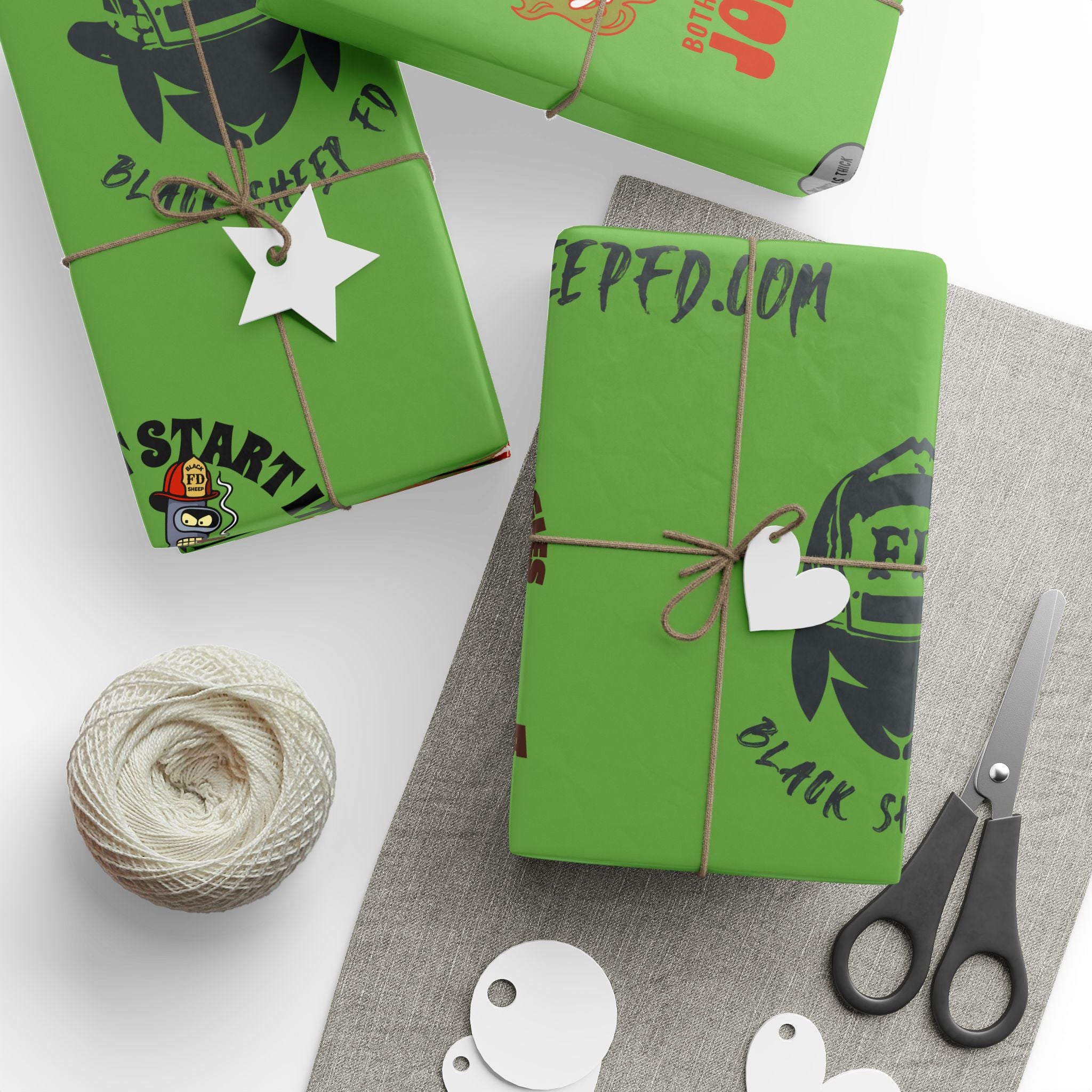 Wrapping Paper Roll — Retro Vintage Barber Tools Pattern