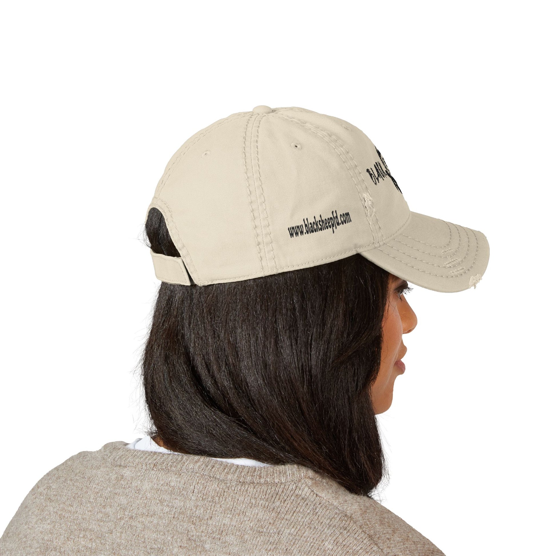 Black Sheep Distressed Hat (Embroidered)
