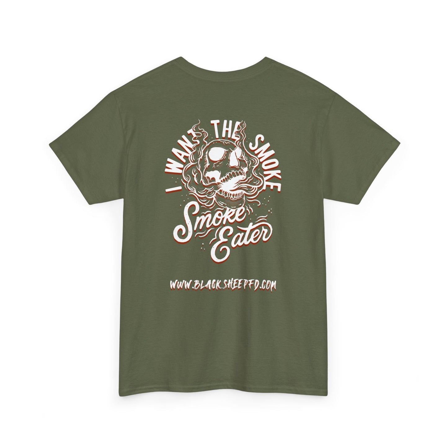 Black Sheep "I Want The Smoke" Skull Graphic Heavy Cotton Tee for Smoke Eaters