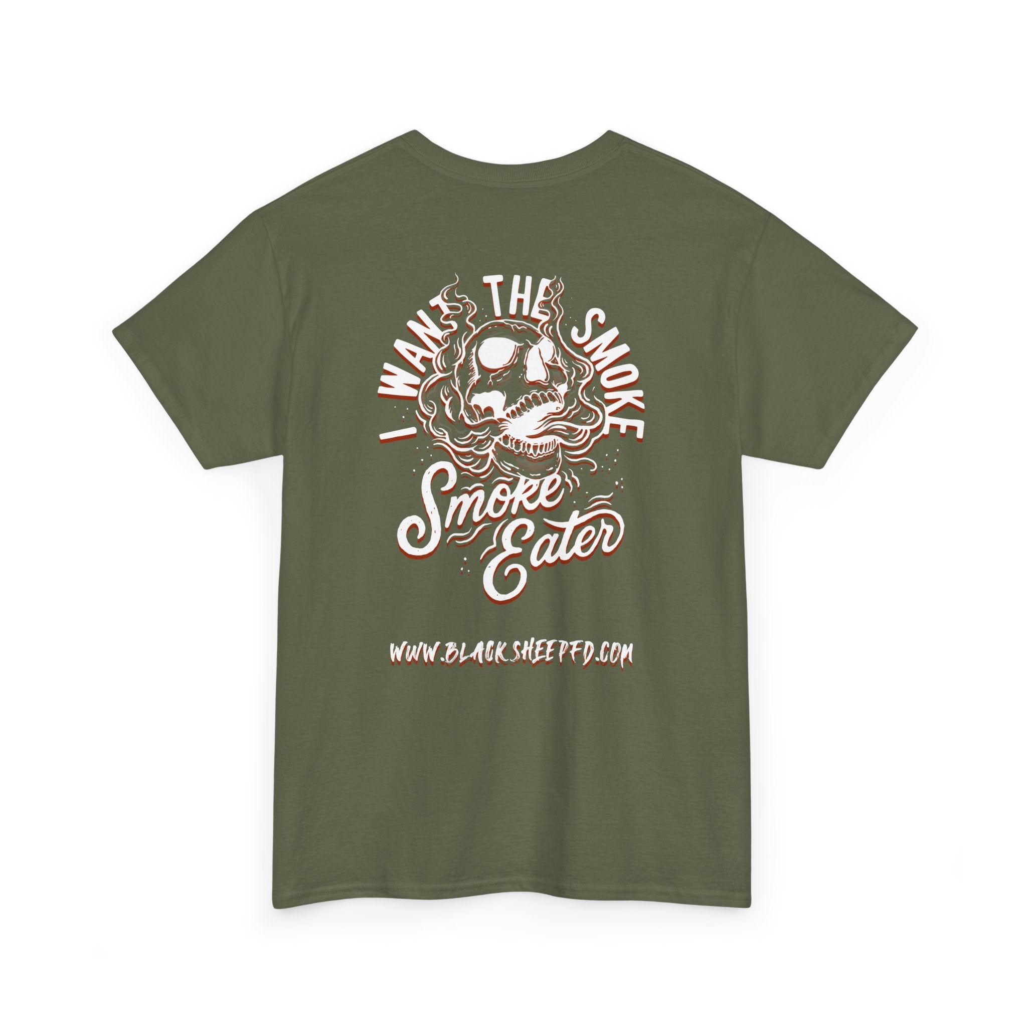 Black Sheep "I Want The Smoke" Skull Graphic Heavy Cotton Tee for Smoke Eaters