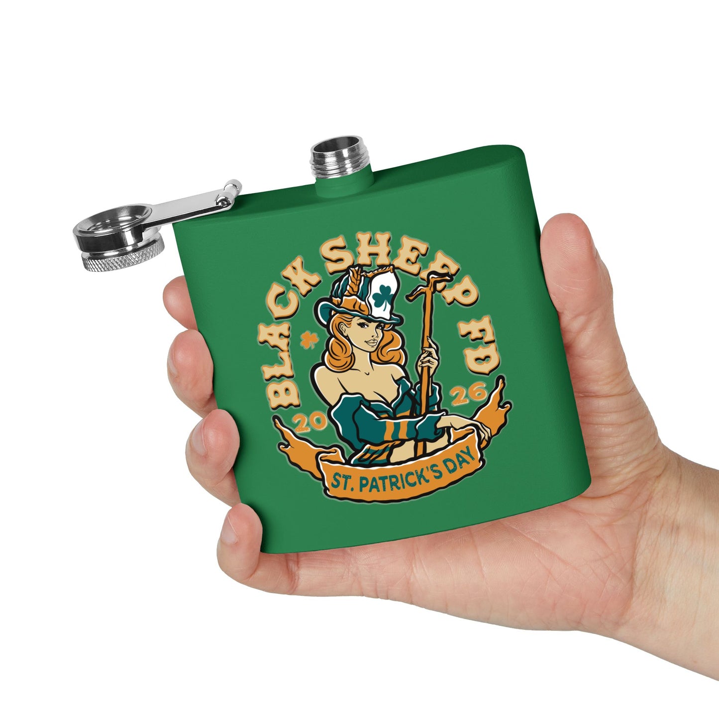 Stainless Flask — "Black Sheep FD" St. Patrick’s Day 2026 Pocket Hip Flask (6oz)