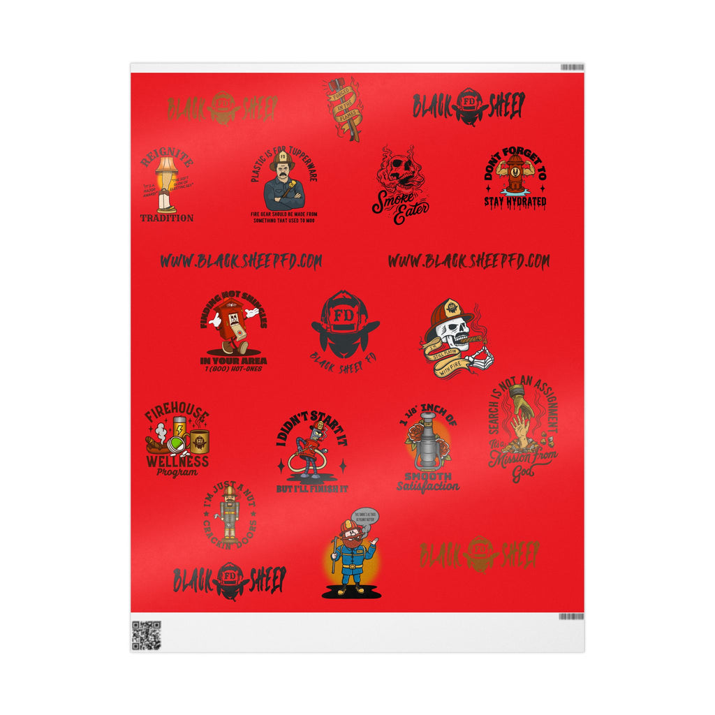 RED Wrapping Paper Roll — Retro Black Sheep FD Pattern