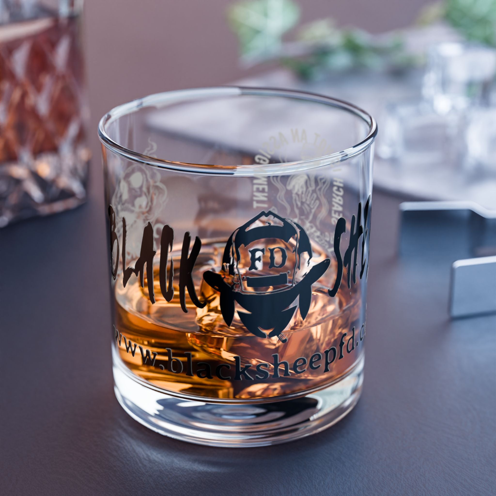 Black Sheep Firefighter 10oz Rocks Glass – Etched Whiskey Tumbler