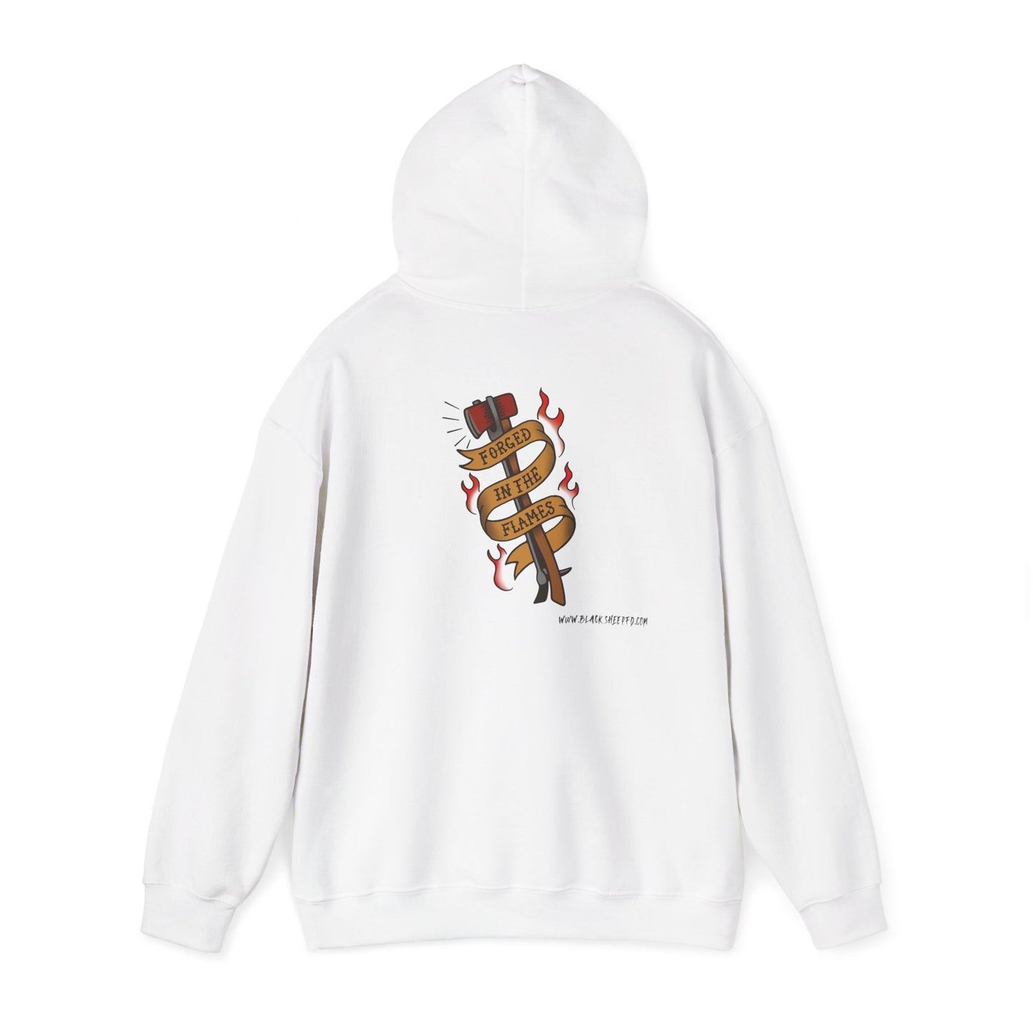 "Forged in The Flame" Tattoo Style Graphic Firefighter Hoodie