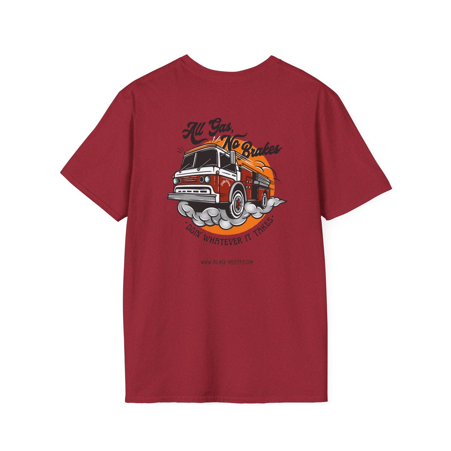 "All Gas, No Brakes" Firefighter Soft-style Vintage Rig Tee