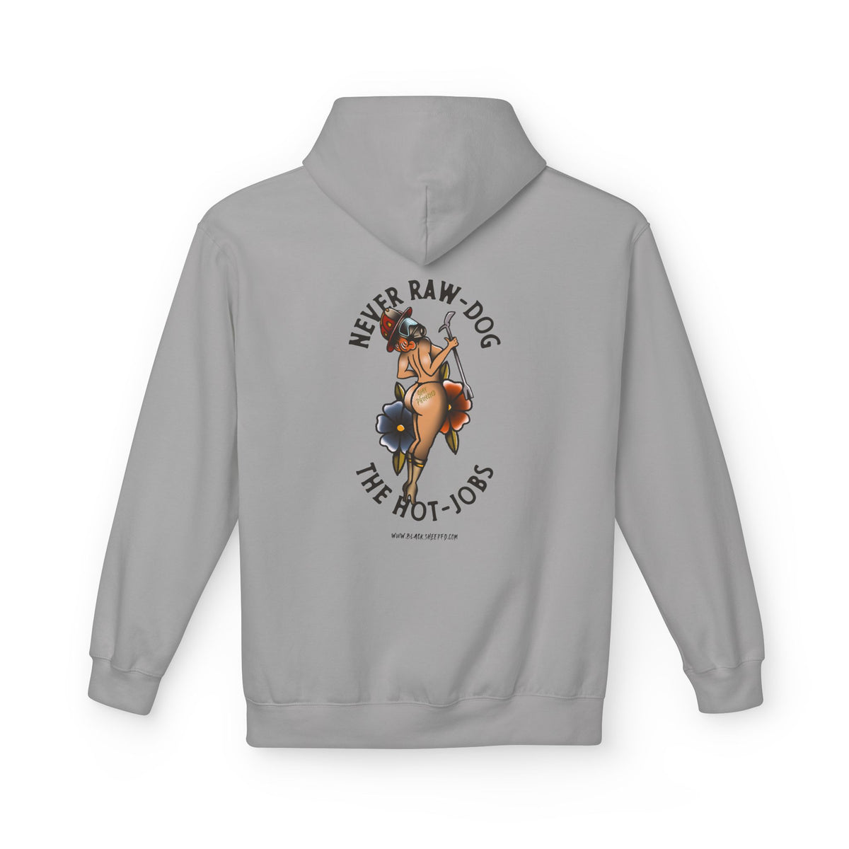 Hoodie — 'Never Raw Dog, The Hot-Jobs' Retro Pinup Graphic Hoodie