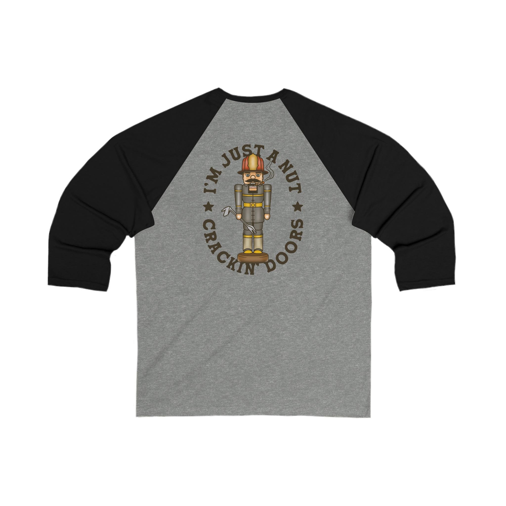 Nutcracker Baseball Tee - "I’m Just A Nut Crackin’ Doors" Holiday Raglan