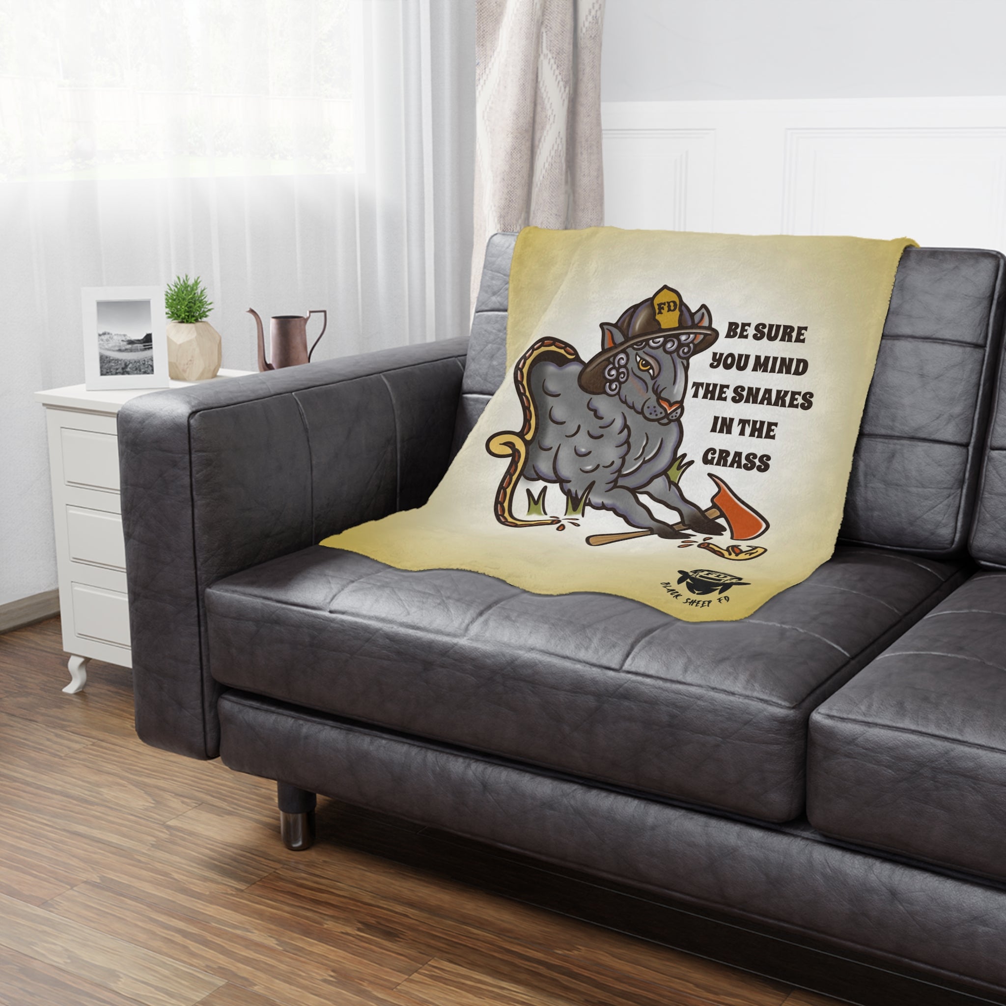 Mind the Snakes Black Sheep Minky Blanket