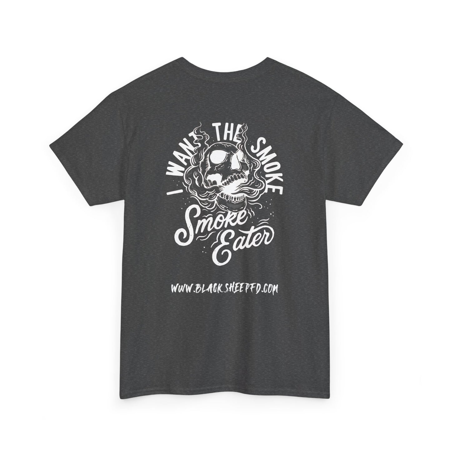 Black Sheep "I Want The Smoke" Skull Graphic Heavy Cotton Tee for Smoke Eaters