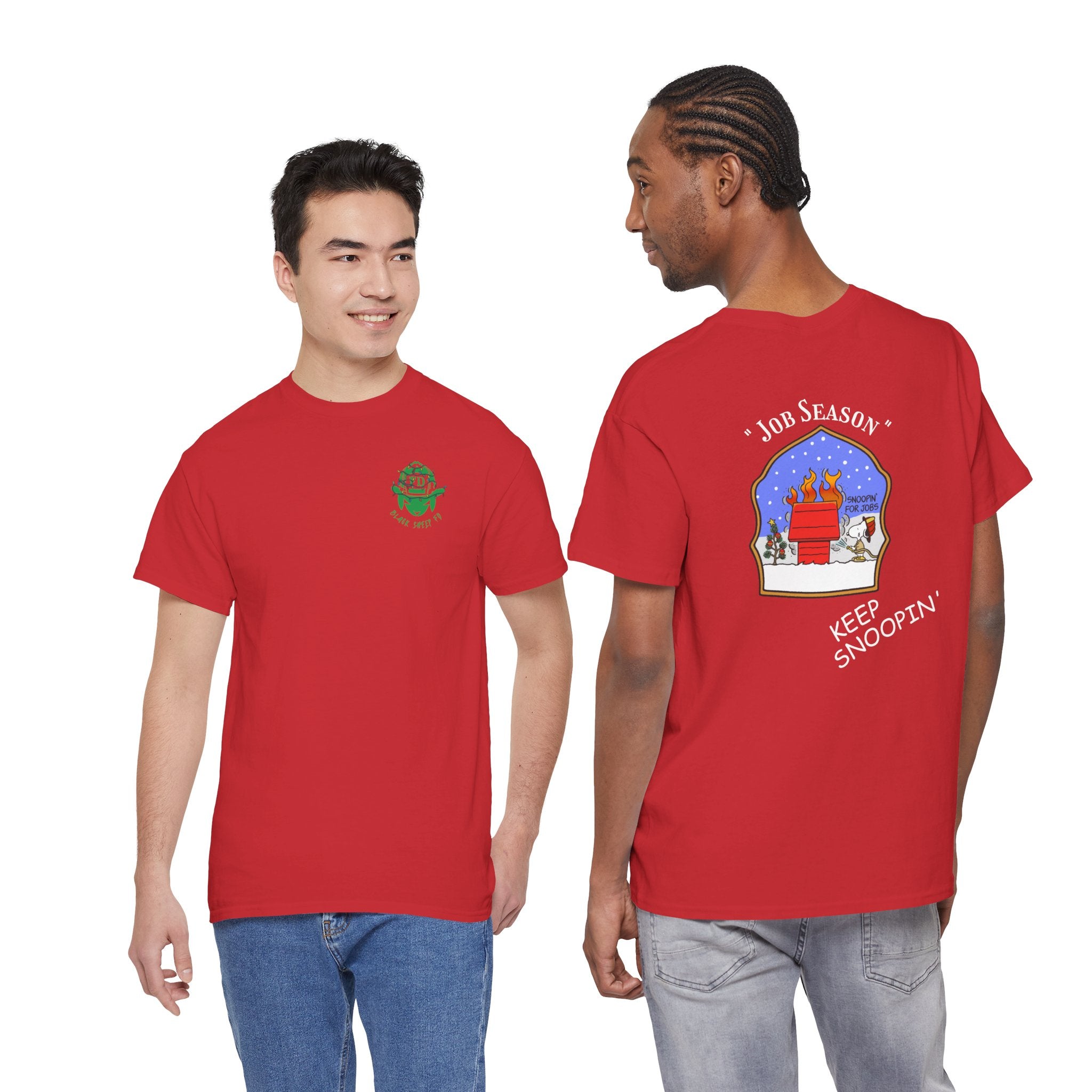 "Snoopin' For Jobs" Snoopy Firefighter Christmas Tee