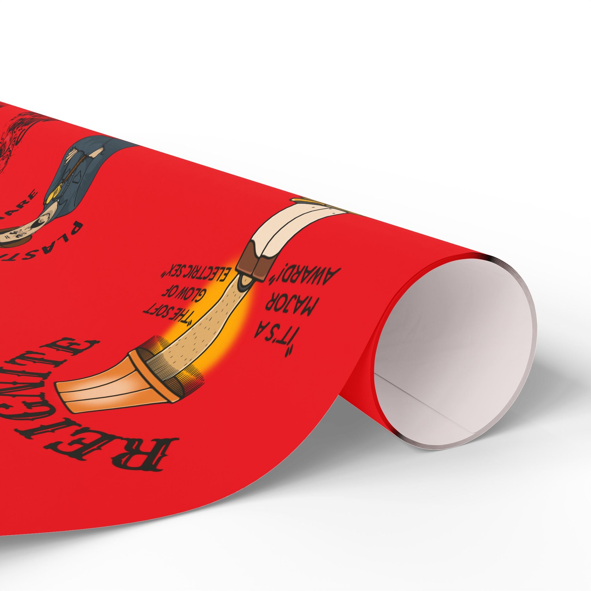 RED Wrapping Paper Roll — Retro Black Sheep FD Pattern