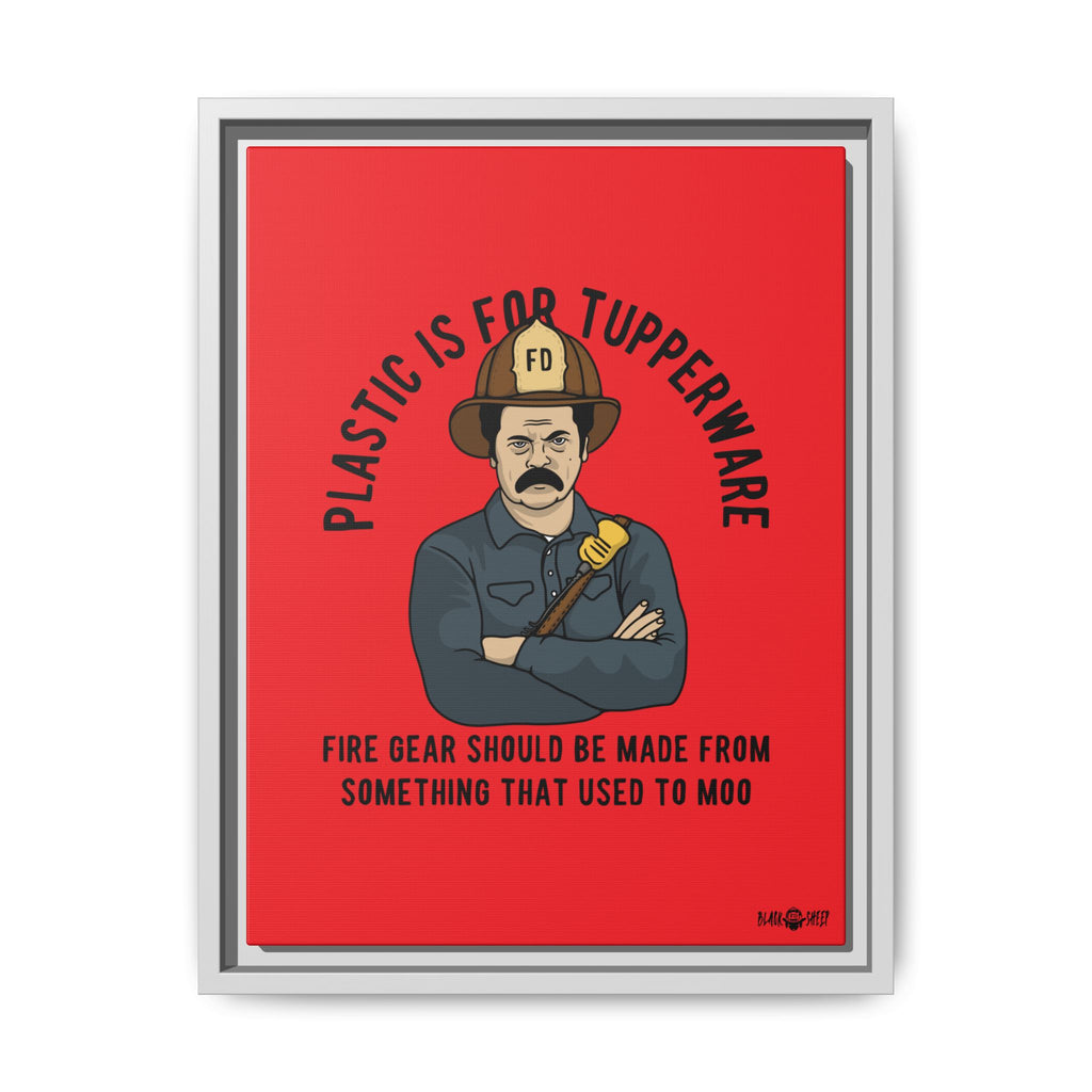 "Fire Gear Should Be Made From Something That Used To Moo" Framed Canvas Art by M.Premo