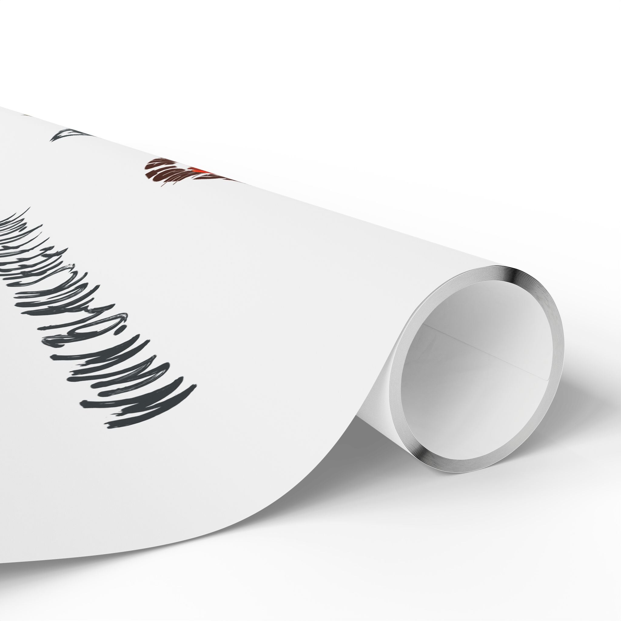 WHITE Wrapping Paper Roll — Retro Black Sheep FD Pattern