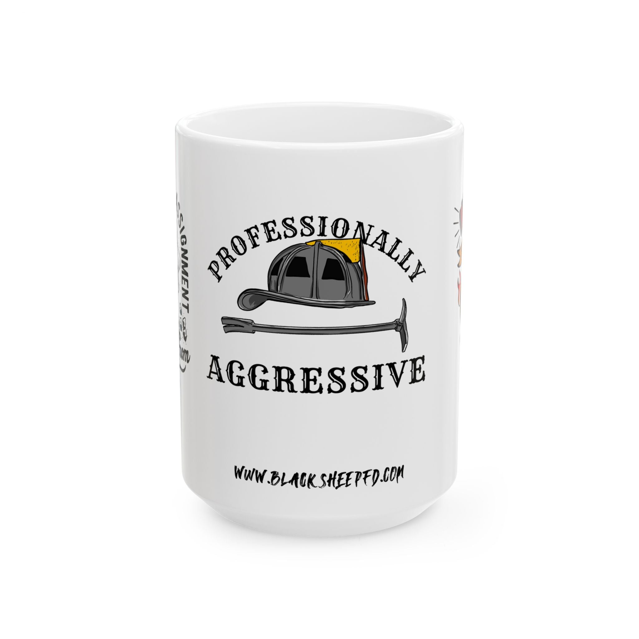 Professionally Aggressive Firefighter Mug — 15oz Ceramic Coffee Cup