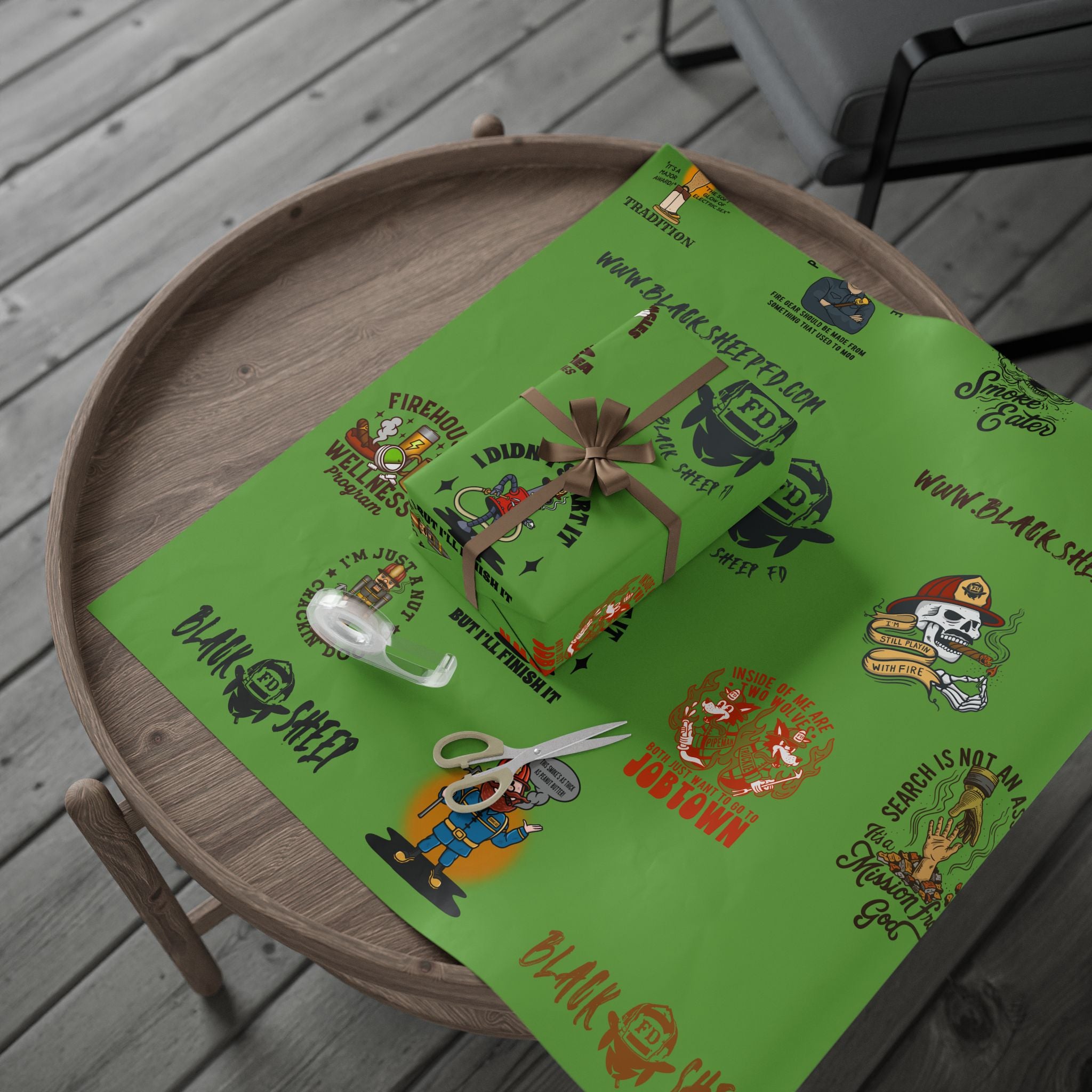 Wrapping Paper Roll — Retro Vintage Barber Tools Pattern