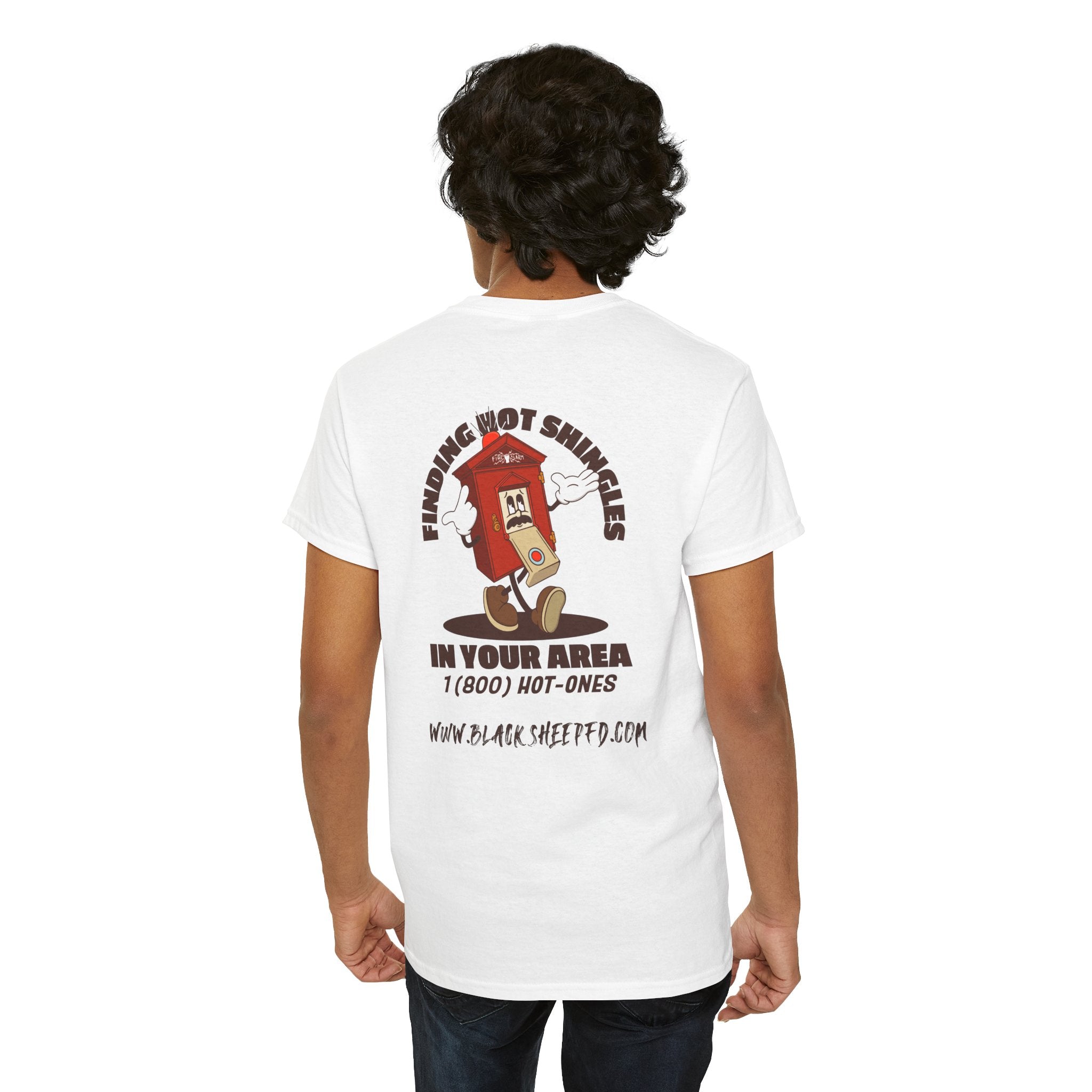 Fire Alarm Box "Looking For Hot Shingles" Heavy Blend Tee