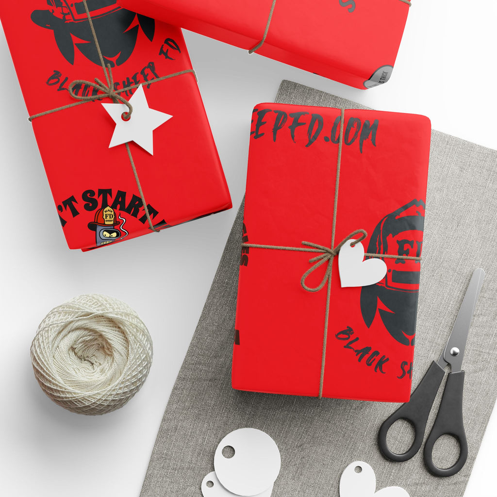 RED Wrapping Paper Roll — Retro Black Sheep FD Pattern