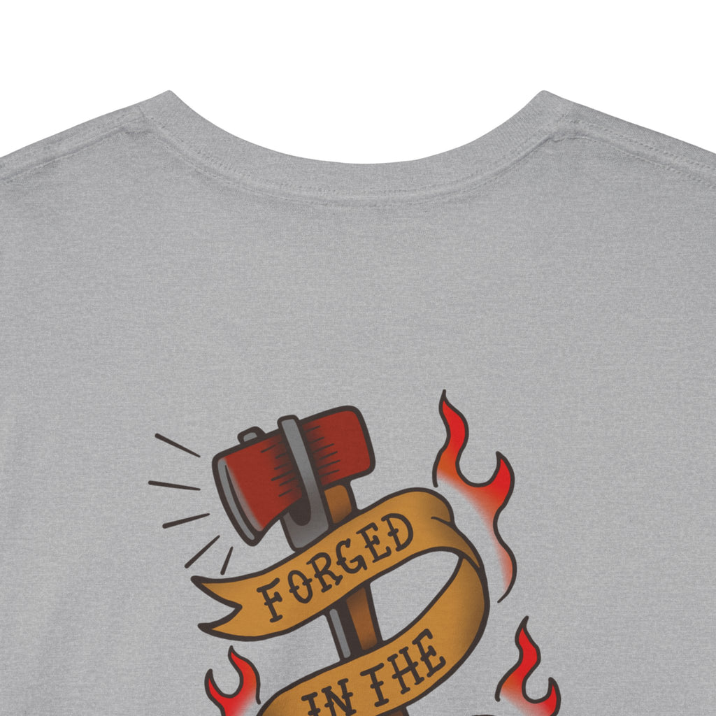 Graphic Tee — 'Forged in the Flame' Firefighter Tattoo Design