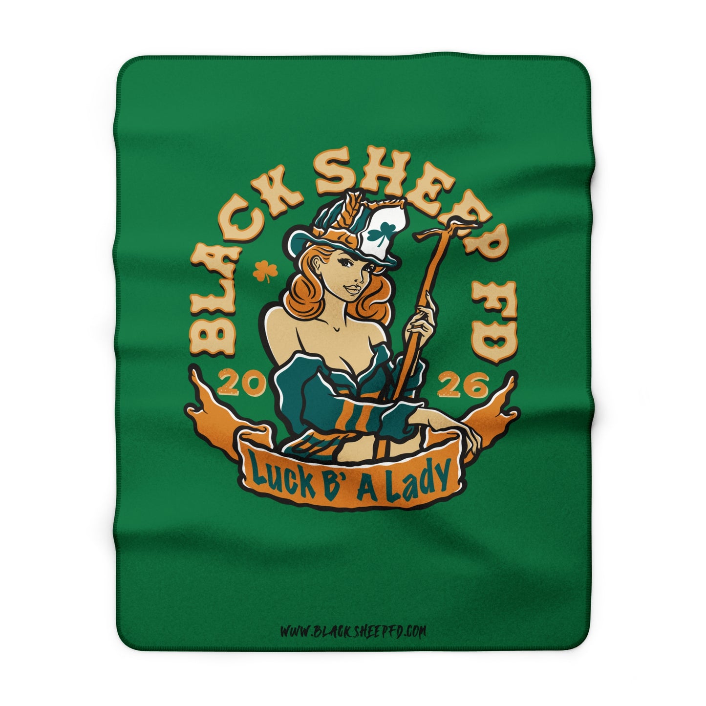 Shamrock Lady Sherpa Blanket — 'Black Sheep F.D.' Non-Striped 2026