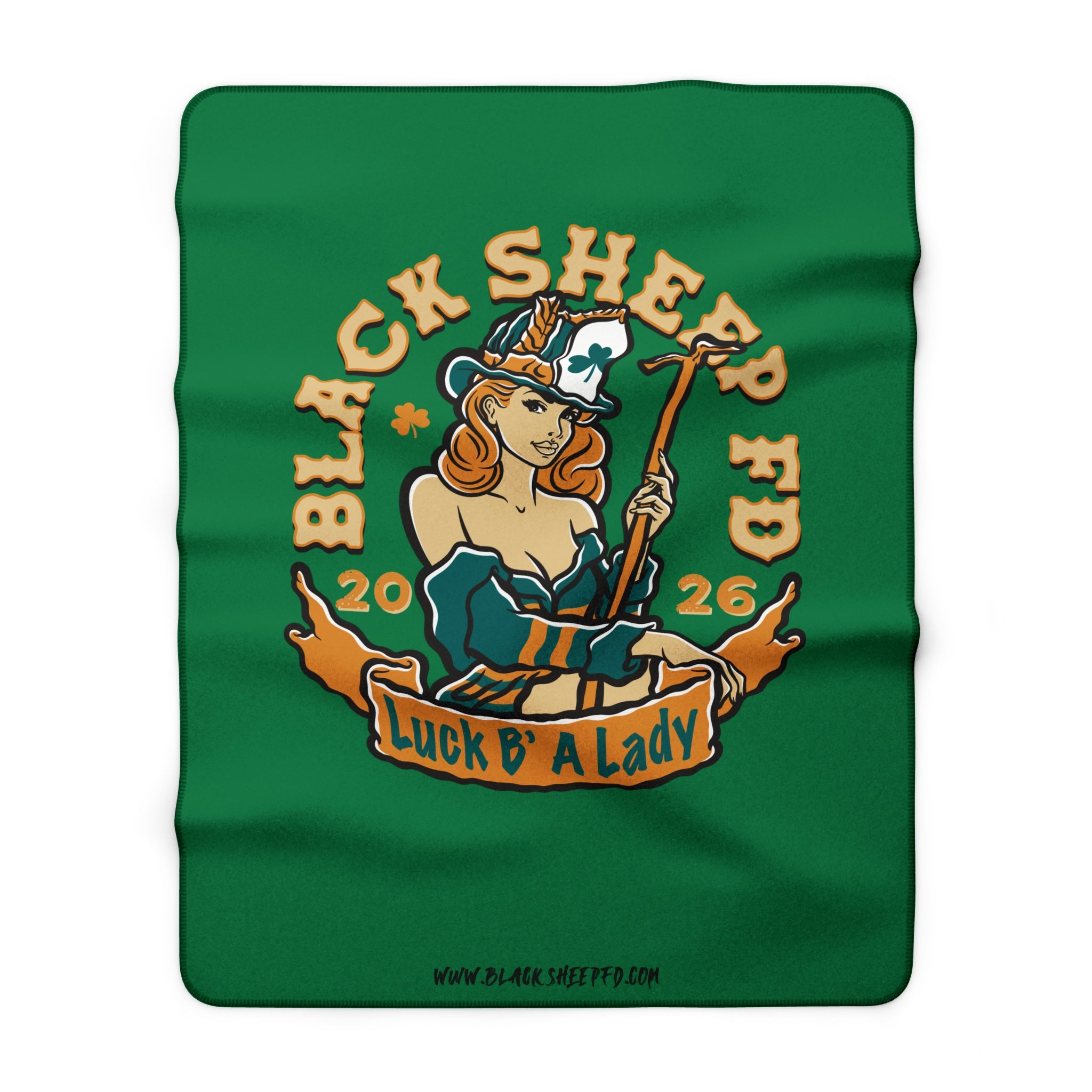 Shamrock Lady Sherpa Blanket — 'Black Sheep F.D.' Non-Striped 2026