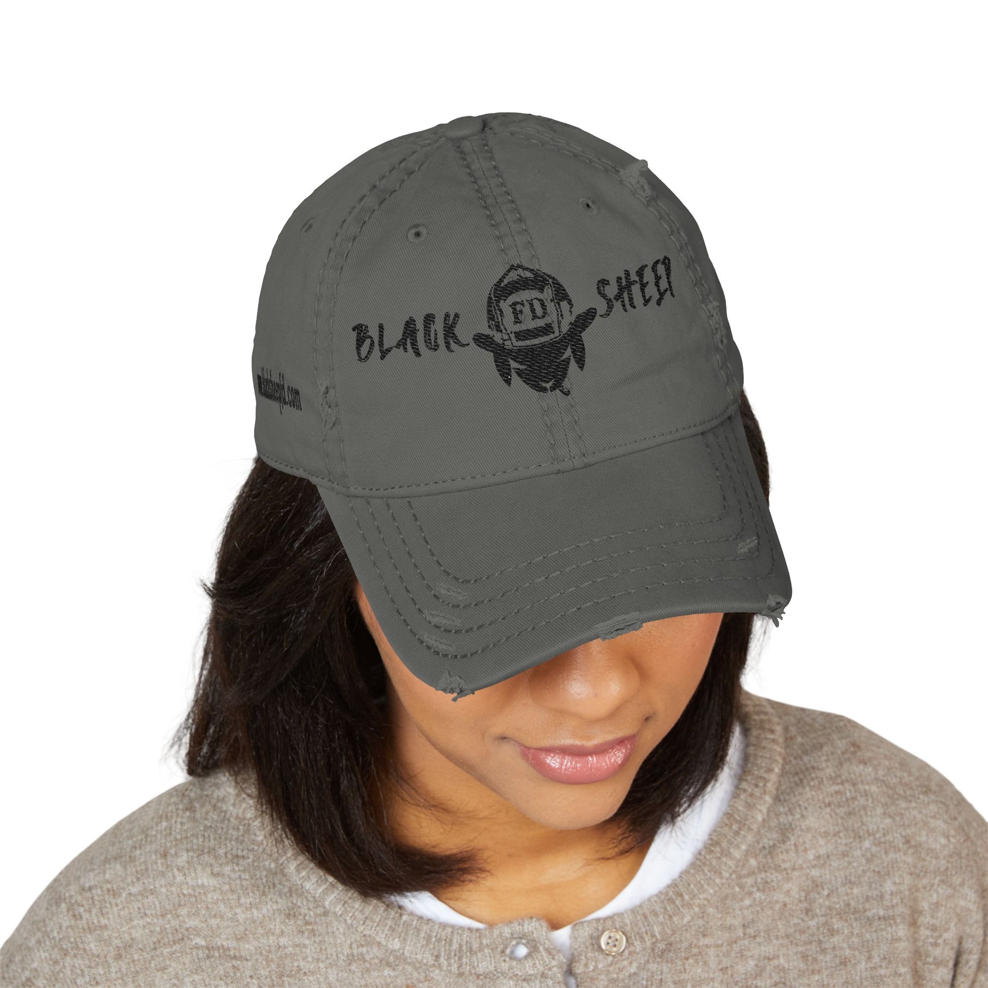 Black Sheep Distressed Hat (Embroidered)