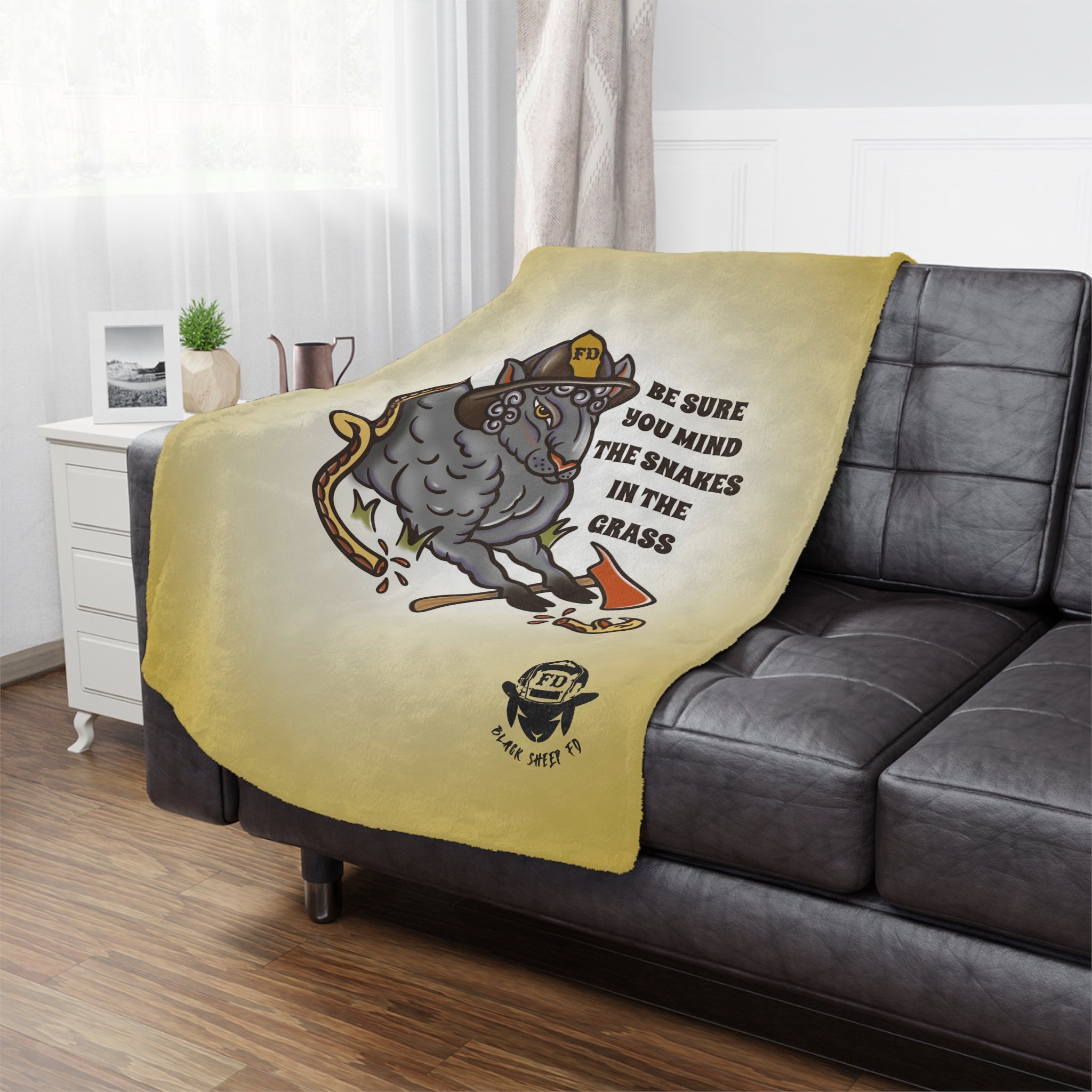 Mind the Snakes Black Sheep Minky Blanket