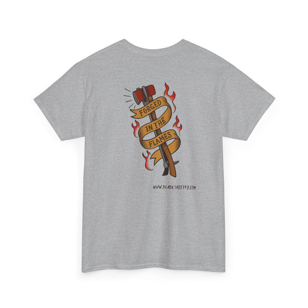 Graphic Tee — 'Forged in the Flame' Firefighter Tattoo Design