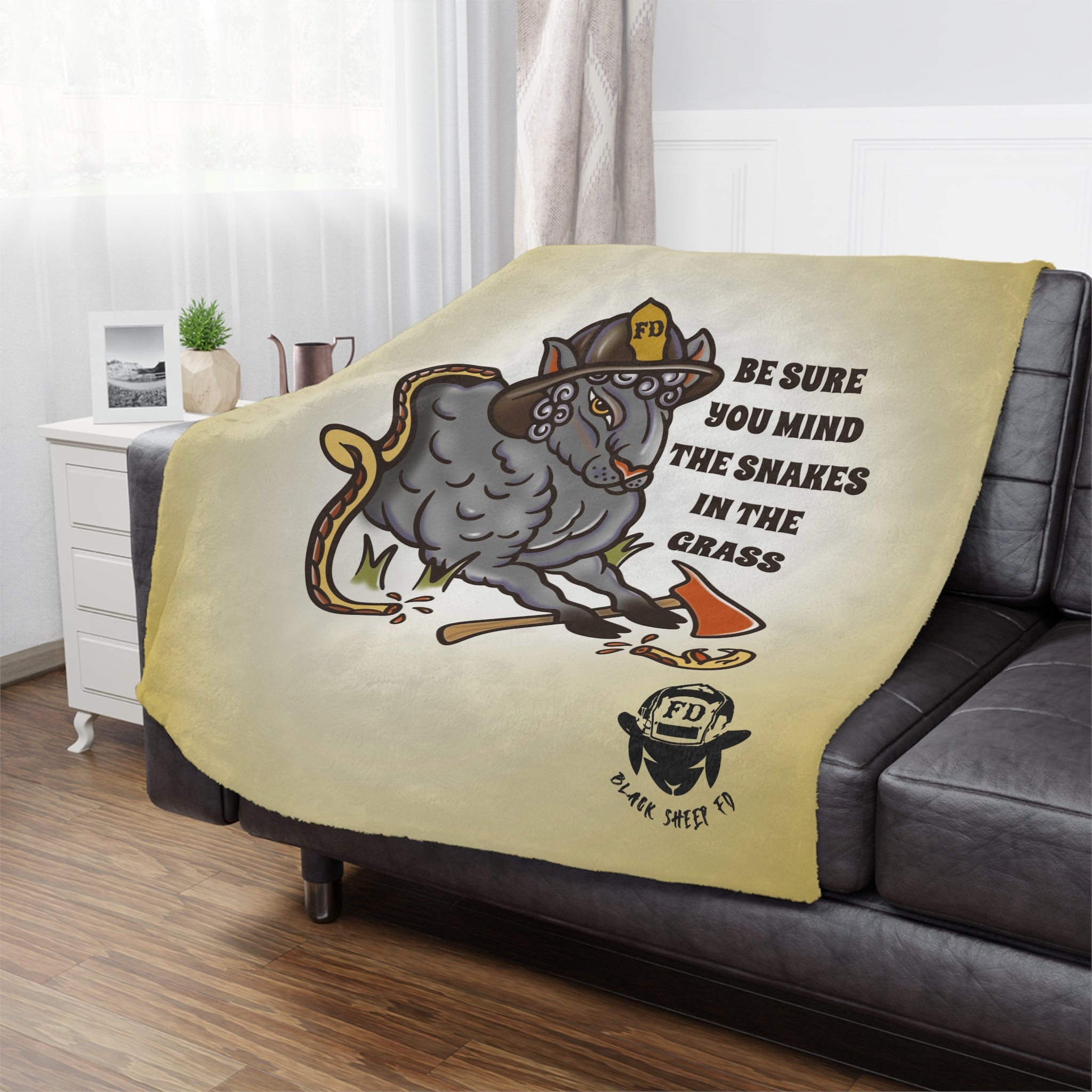 Mind the Snakes Black Sheep Minky Blanket