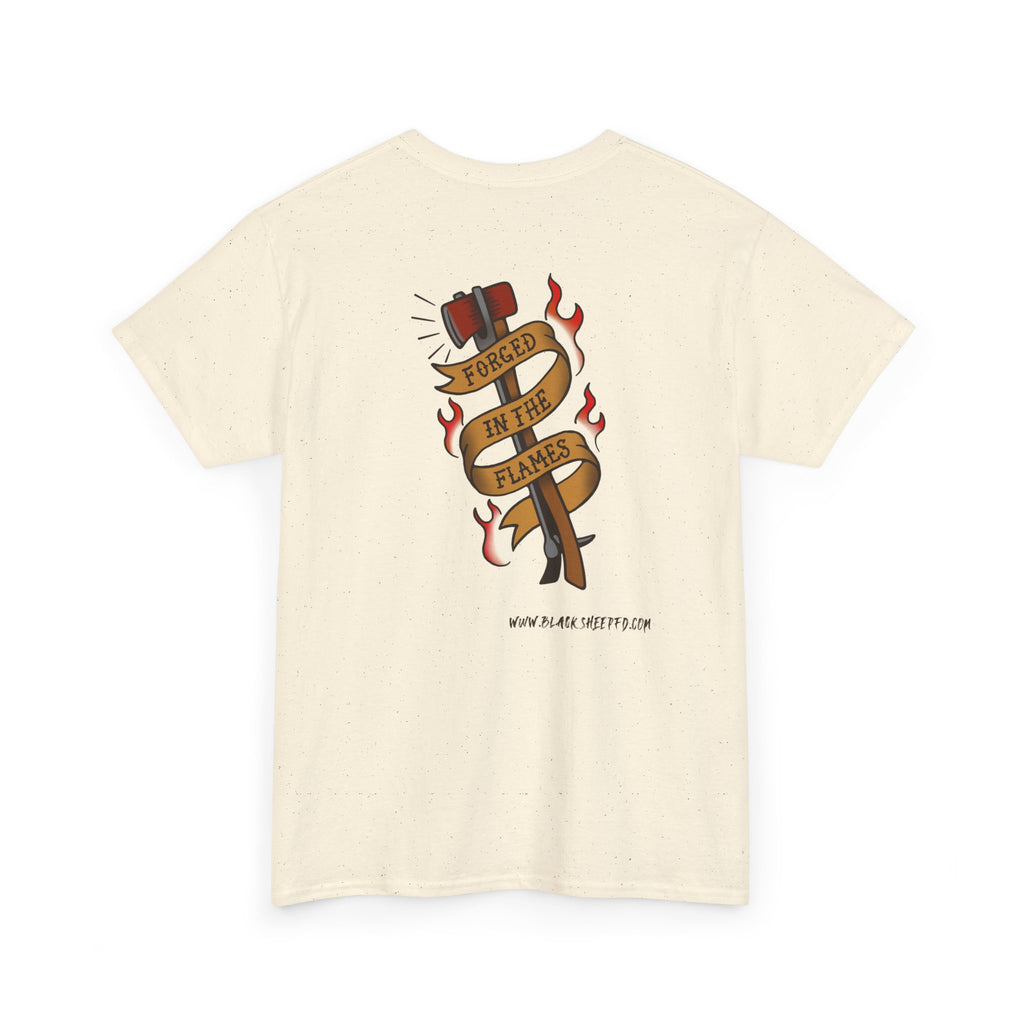 Graphic Tee — 'Forged in the Flame' Firefighter Tattoo Design