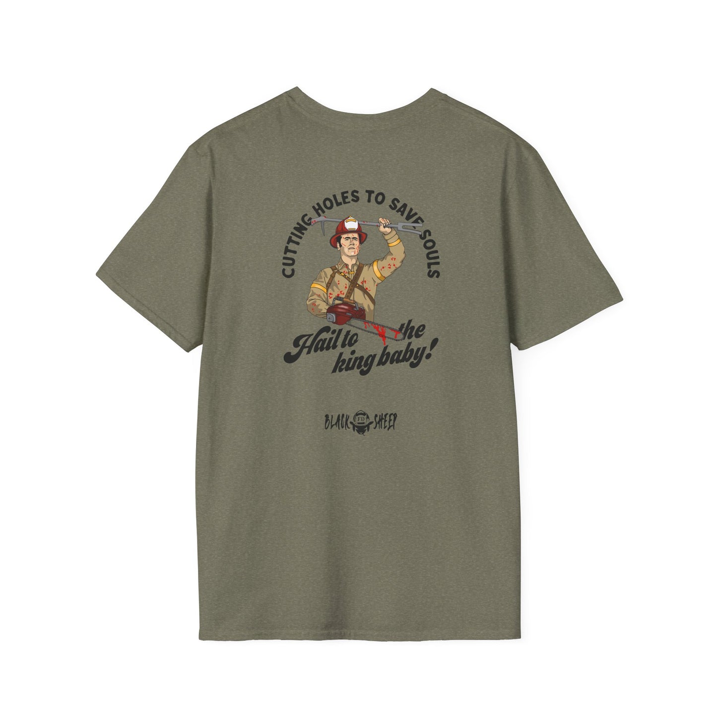 Cuttin' Holes to Save Souls Firefighter Tee