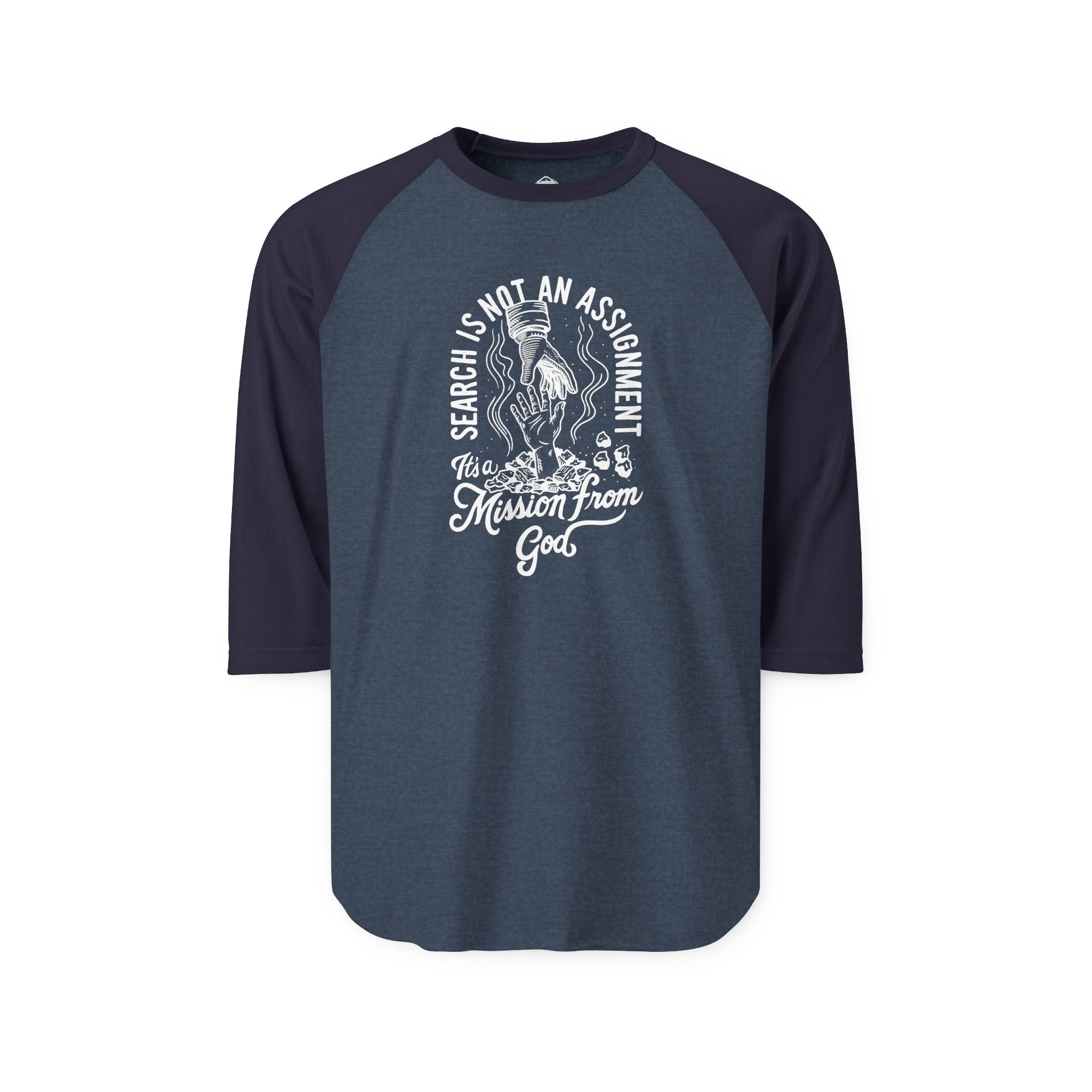 Raglan Baseball Style Shirt — "Search Is Not An Assignment" Graphic
