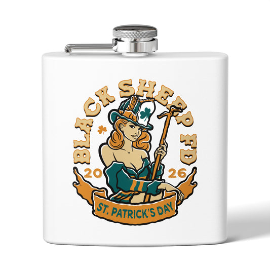 Stainless Flask — "Black Sheep FD" St. Patrick’s Day 2026 Pocket Hip Flask (6oz)