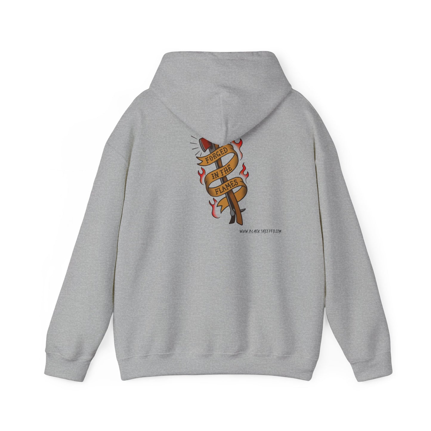 "Forged in The Flame" Tattoo Style Graphic Firefighter Hoodie