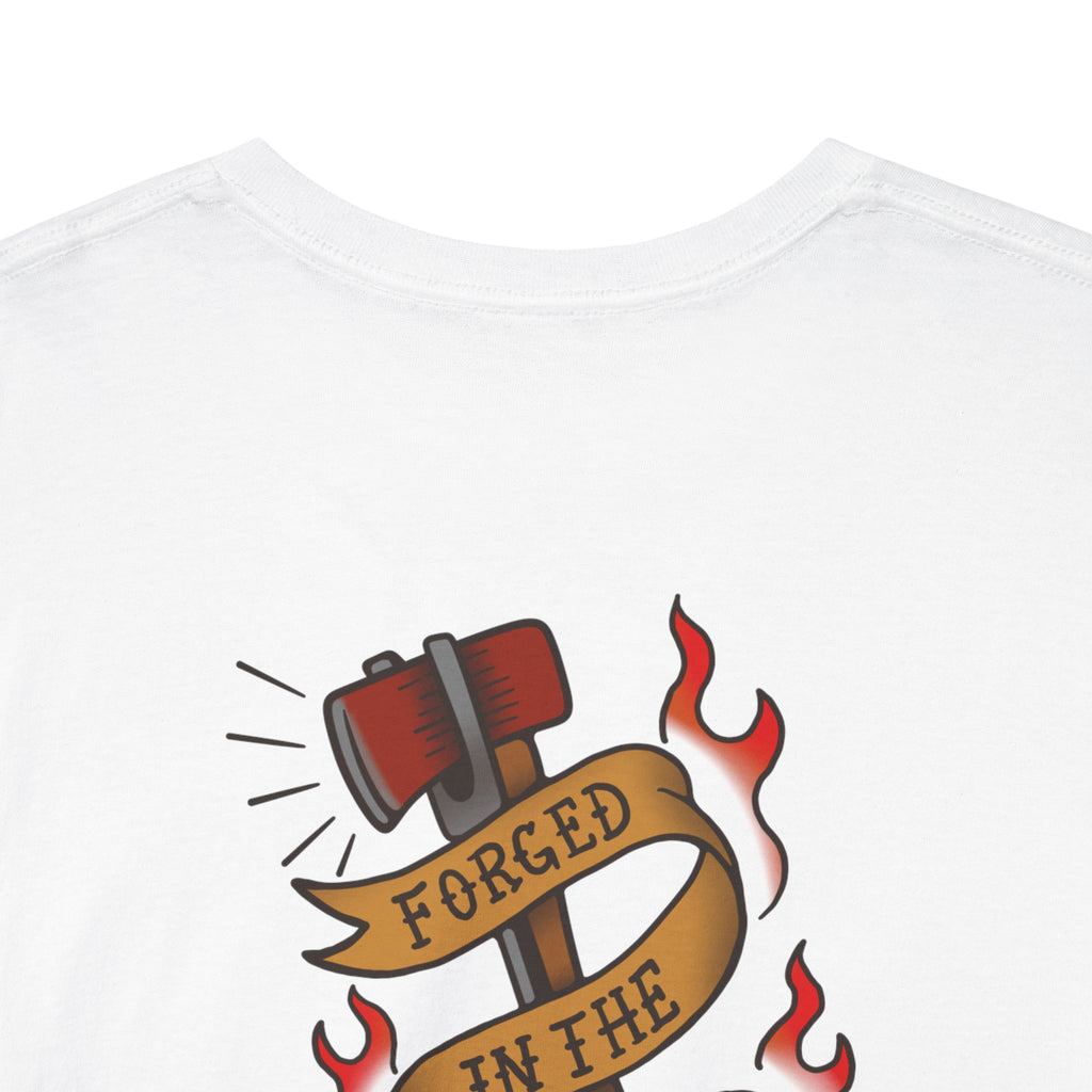Graphic Tee — 'Forged in the Flame' Firefighter Tattoo Design