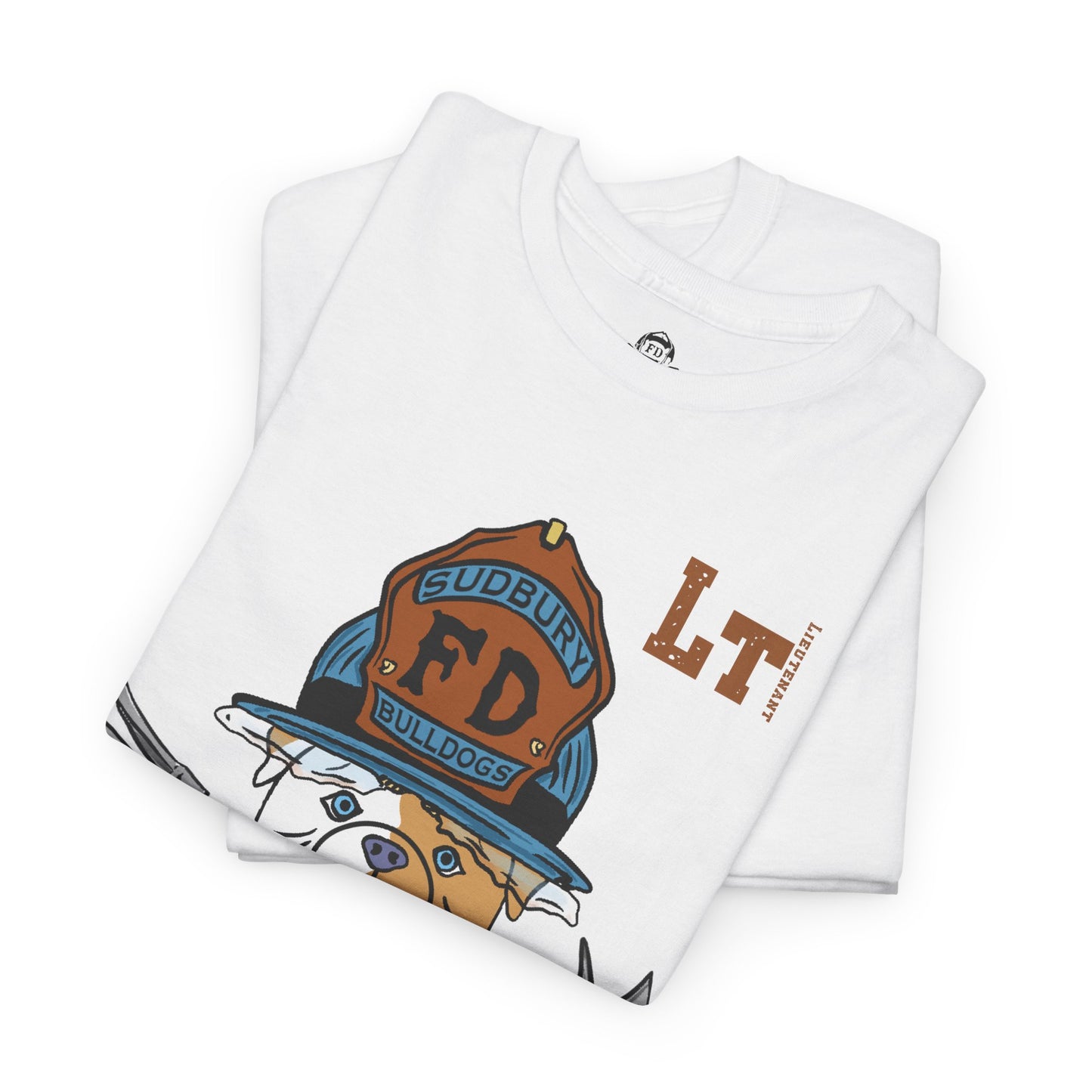 Firefighter Sudbury Bulldogs FD Tee — Lettered "Lt" Lieutenant T-Shirt