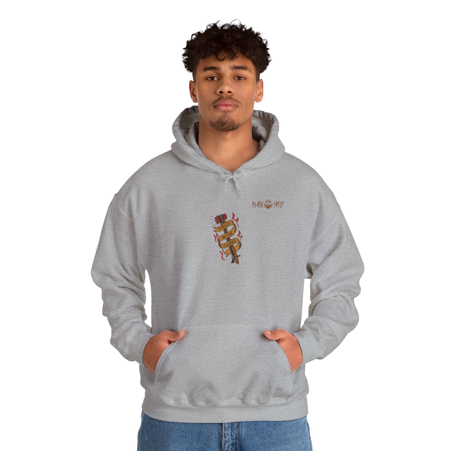 "Forged in The Flame" Tattoo Style Graphic Firefighter Hoodie