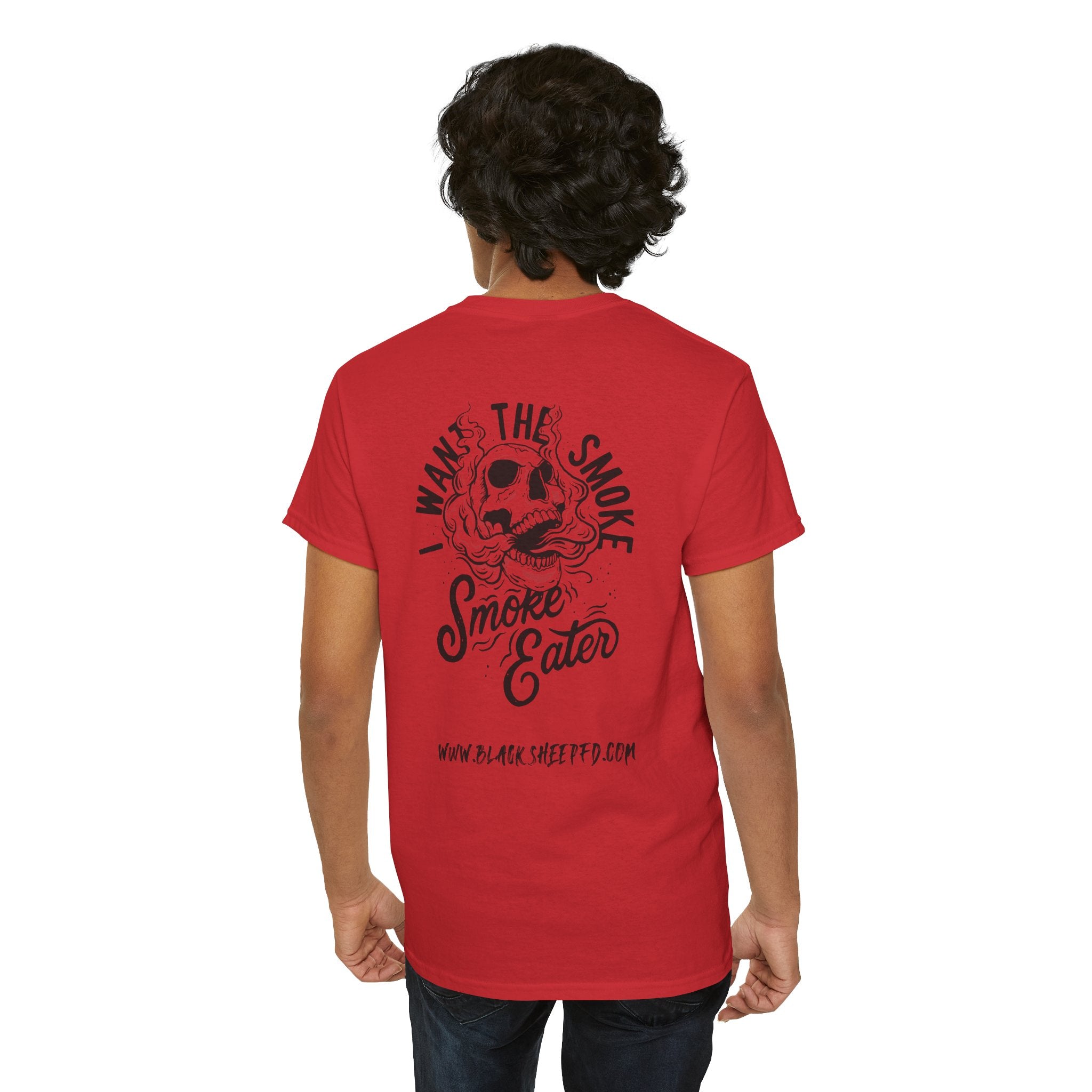 Black Sheep "I Want The Smoke" Skull Graphic Heavy Cotton Tee for Smoke Eaters