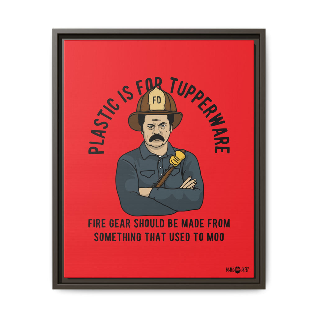 "Fire Gear Should Be Made From Something That Used To Moo" Framed Canvas Art by M.Premo